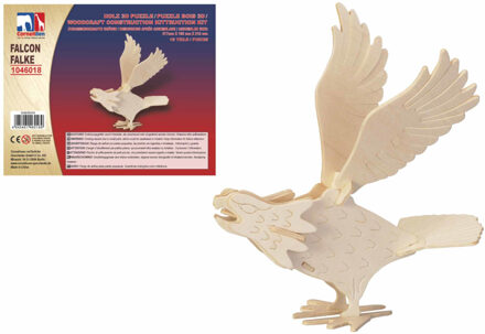 Houten dieren 3d puzzel valk vogel bouwpakket 21 cm