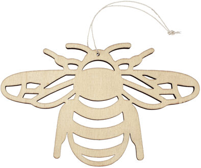 Houten dieren decoratie hanger van een honingbij van 12 x 19 cm