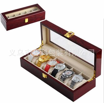 Houten Doos 6 Slots Horloge Horloges Luxe Sieraden Display Opslag Georganiseerd Caixa Para Relogio