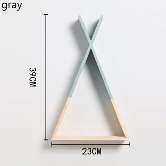 Houten Driehoek Muur Frame Ambachten Opslag Houders Rekken Huis Versieren Plank Display Living Kinderkamer Slaapkamer Opbergrek grijs