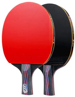 Houten Dubbele Gezicht Tafeltennis Racket Set Volwassen Student Training Krachtige Ping Pong Paddle Bat Met Zak kort handvat