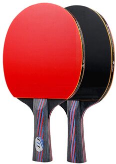 Houten Dubbele Gezicht Tafeltennis Racket Set Volwassen Student Training Krachtige Ping Pong Paddle Bat Met Zak lang handvat