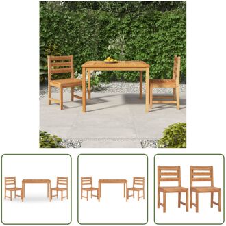 Houten Eethoek - Tafel 110 x 110 x 77 cm - Stoelen 50 x 59 x 90 cm - Massief Teakhout Bruin