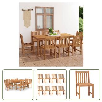 Houten Eethoek - Teakhout - Tafel 200x100x77cm - Stoel (set van 8) Bruin