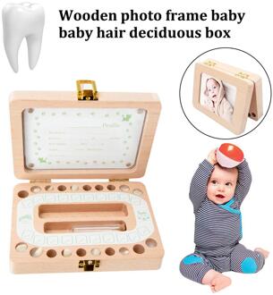 Houten Fotolijst Foetale Haar Bladverliezende Tand Doos Kinderen Engels Opbergdoos Voor Jongens Meisjes Baby Voor Baby