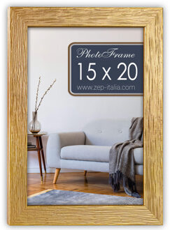 Houten fotolijst goud geschikt voor een foto van 15 x 20 cm - Fotolijsten Goudkleurig