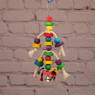 Houten Gekleurde Blok Kauwen Bijten Speelgoed Voor Vogel Papegaai Kooi Opknoping Hanger