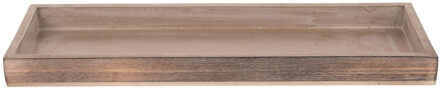 Houten greywash kaarsenplateau onderzet bord/kaarsonderzetter 42 x 14 cm - Kaarsenplateaus Bruin