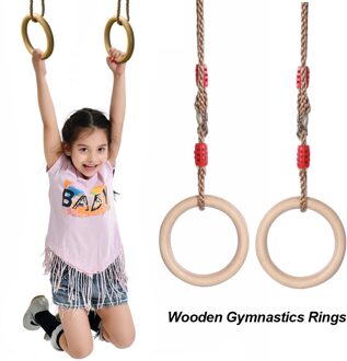 Houten Gymnastiek Ringen Met Touw Uitstekende Laadvermogen Praktische Ring Voor Oefening Fitness Thuis Speeltuin Gym Pull-Up