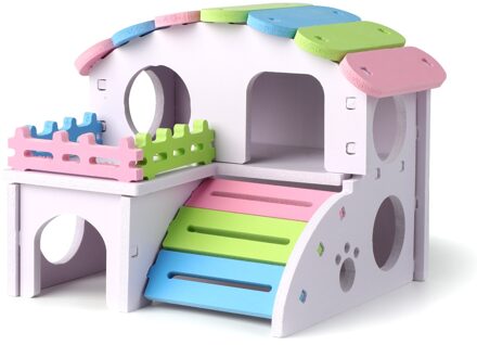 Houten Hamster Nest Slapen Huis Villa Thuis Luxe Kooi Hamster Hideout Huisdier Diy Hideout Hut Speelgoed Klein Dier levert B