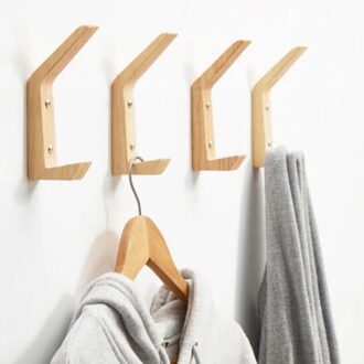 Houten Handdoek Kapstok Wanddecoratie Haken Kleding Hoed Hanger Handdoekenrek Enkele Organizer Hangers Multi Functionele Haken