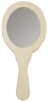 Houten handspiegel ovaal 24 cm