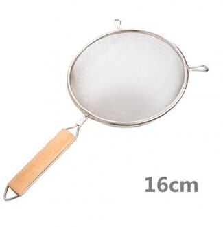 Houten Handvat Frituren Olie Roestvrijstalen Gaas Zeef Zeefje Zeef Filter Vergiet Skimme Keuken Gereedschap 16cm
