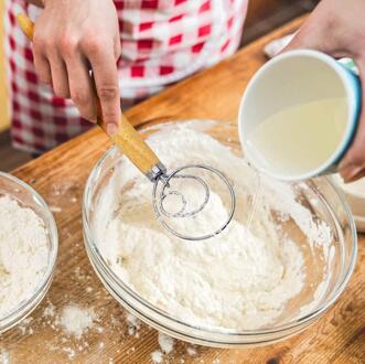 Houten Handvat Garde Meel Coil Stirrer Egg-Beater Stok Keuken Bakken Tool 25X8Cm Deeg Mixer @ T