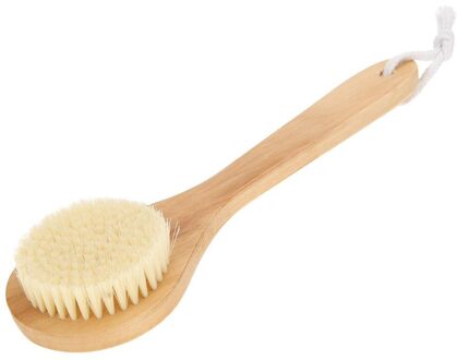 Houten Handvat Haren Bad Borstel Douche Massage Exfoliërende Body Droge Borstel Natuurlijke Varkenshaar Biologische Bamboe Nat Terug Douche 25x8x3cm