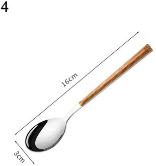 Houten Handvat Koffielepel Vintage Roestvrij Staal Vork Servies Westerse Voedsel Servies Keuken Accessoires 4