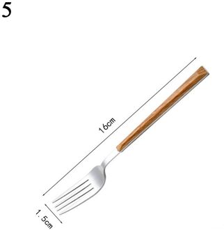 Houten Handvat Koffielepel Vintage Roestvrij Staal Vork Servies Westerse Voedsel Servies Keuken Accessoires 5