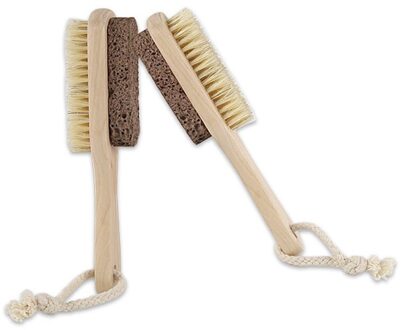 Houten Handvat Puimsteen Voet Borstel Scrubber Voeten Scrubben Dode Huid Remover Natuurlijke Haren Massage Borstel