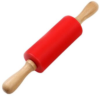 Houten Handvat Siliconen Rollen Rolling Pin Kid Keuken Koken Bakken Tool Met Plastic Handvat Gebak Gereedschap Roze