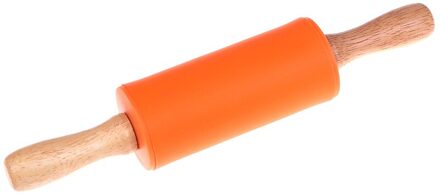 Houten Handvat Siliconen Rollen Rolling Pin Kid Keuken Koken Bakken Tool Voor Pasta Cookie Deeg Gebak Bakkerij Noodle Keuken Oranje