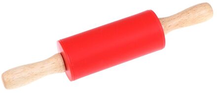 Houten Handvat Siliconen Rollen Rolling Pin Kid Keuken Koken Bakken Tool Voor Pasta Cookie Deeg Gebak Bakkerij Noodle Keuken rood