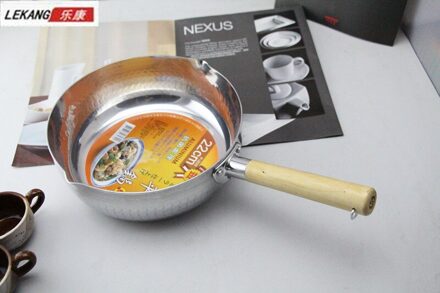 houten handvat verdikking japanse stijl van aluminium pot aluminium pot pap pot melk pot 14 cm