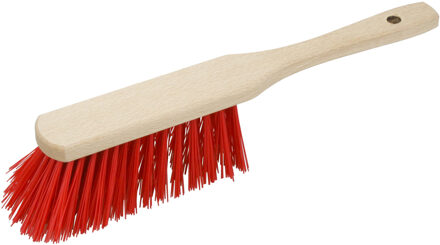 Houten harde stoffer/handveger - rood - 30 cm - voor buiten