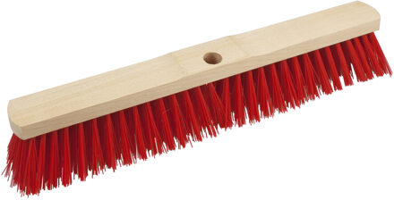 Houten harde straatbezem/buitenbezem - elaston kunststof - rood - breedte 50 cm - Bezem