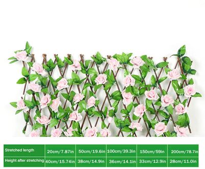 Houten Hedge Met Kunstbloemen Bladeren Tuin Decoratie Screening Uitbreiden Latwerk Privacy Screen Intrekbare Hek groen
