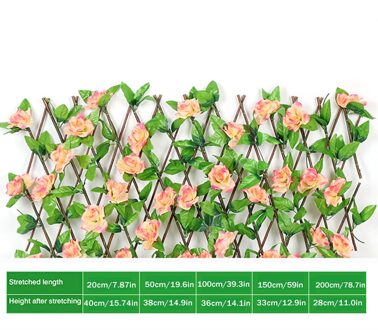 Houten Hedge Met Kunstbloemen Bladeren Tuin Decoratie Screening Uitbreiden Latwerk Privacy Screen Intrekbare Hek Rood