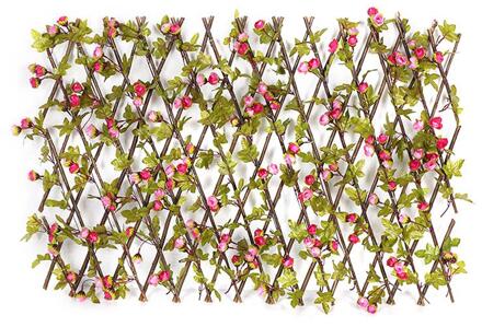 Houten Hedge Met Twee Kleuren Buds Bladeren Tuin Decoratie Screening Uitbreiden Latwerk Privacy Screen