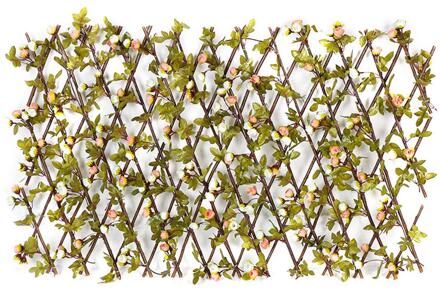 Houten Hedge Met Twee Kleuren Buds Bladeren Tuin Decoratie Screening Uitbreiden Latwerk Privacy Screen