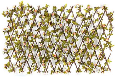 Houten Hedge Met Twee Kleuren Buds Bladeren Tuin Decoratie Screening Uitbreiden Latwerk Privacy Screen