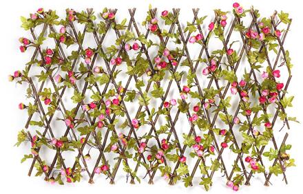 Houten Hedge Met Twee Kleuren Buds Bladeren Tuin Decoratie Screening Uitbreiden Latwerk Privacy Screen