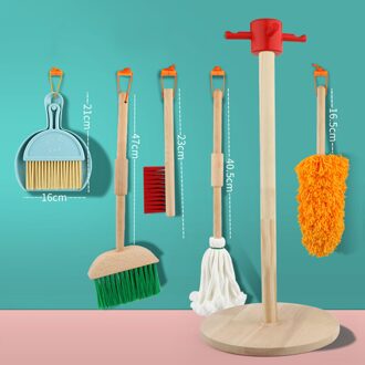 Houten Huis Cleaning Kit Bezem Mop Pretend Play Schoonmaken Speelgoed Set Cadeaus Voor Het Jaar Kerst Goederen