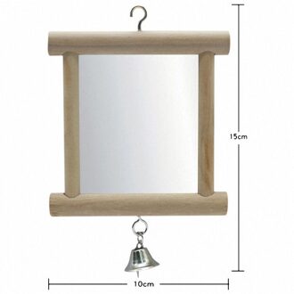 Houten Huisdier Vogels Speelgoed Met Spiegel Fun Speelgoed Voor Valkparkiet Papegaaien Kleine Vogels Speelgoed Huisdier Papegaaien Klim Kooi Accessoires Vogel stand B