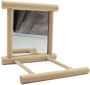 Houten Huisdier Vogels Speelgoed Met Spiegel Fun Speelgoed Voor Valkparkiet Papegaaien Kleine Vogels Speelgoed Huisdier Papegaaien Klim Kooi Accessoires Vogel stand