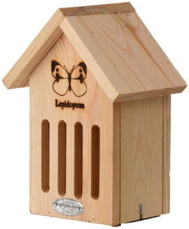 Houten huisje voor insecten 23 cm vlinderhuis/vlinderhotel - Insectenhotel Beige