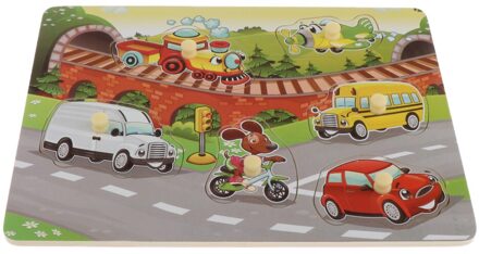 Houten Jigsaw Peg Puzzels Set Met Kaarten, Voorschoolse Educatief Speelgoed Voor Kids Leeftijden 3 + Traffic