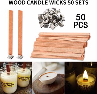 Houten Kaarsen Wierook Stok Met Ijzer Stand Onderhouder Voor Kaars Handgemaakte Making Diy Craft Supply Soja Paraffine 50 Set☋