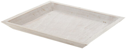 Houten kaarsenbord/plateau vierkant wit 30 x 30 cm