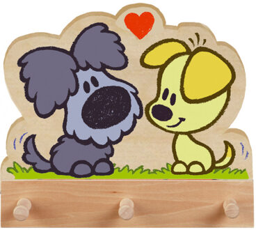 Houten kapstop 3 haken, Woezel en Pip