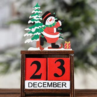 Houten Kerst Countdown Advent Kalender Xmas Desktop Ornament Kerst Jaar Woondecoratie sneeuwman