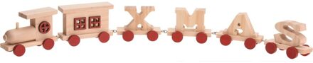 Houten Kersttrein met letter wagonnetjes XMAS 46 cm Multi