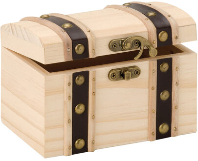 Houten kistje met sluiting en deksel - 14 x 9 x 9 cm - Sieraden/spulletjes/sleutels