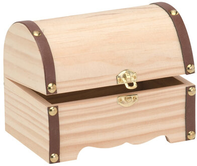 Houten kistje met sluiting en deksel - 15 x 10 x 10 cm - Sieraden/spulletjes/sleutels