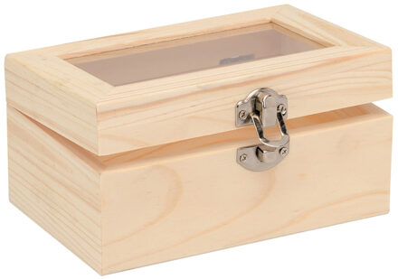 houten kistje met sluiting en deksel - 15 x 10 x 8 cm - Sieraden/spulletjes/sleutels