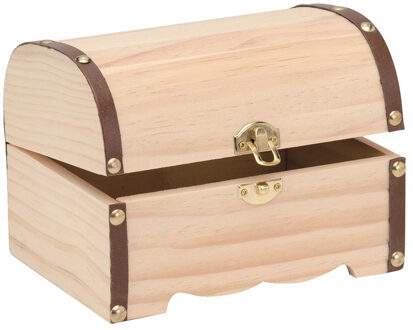 Houten kistje met sluiting en deksel - 18 x 13 x 12 cm - Sieraden/spulletjes/sleutels