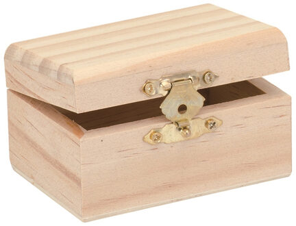 houten kistje met sluiting en deksel - 8 x 5 x 4 cm - Sieraden/spulletjes/sleutels