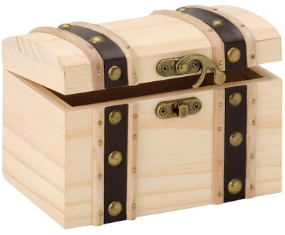 Houten kistje ronde deksel 14 x 9,5 cm hobby/knutselmateriaal Beige